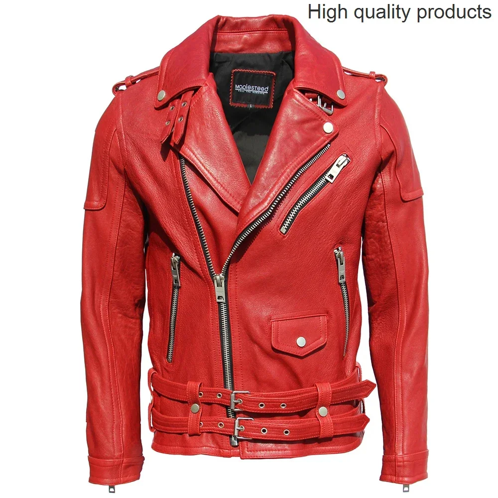 Мягкая толстая куртка из натуральной овчины мужская мотоциклетная байкерская