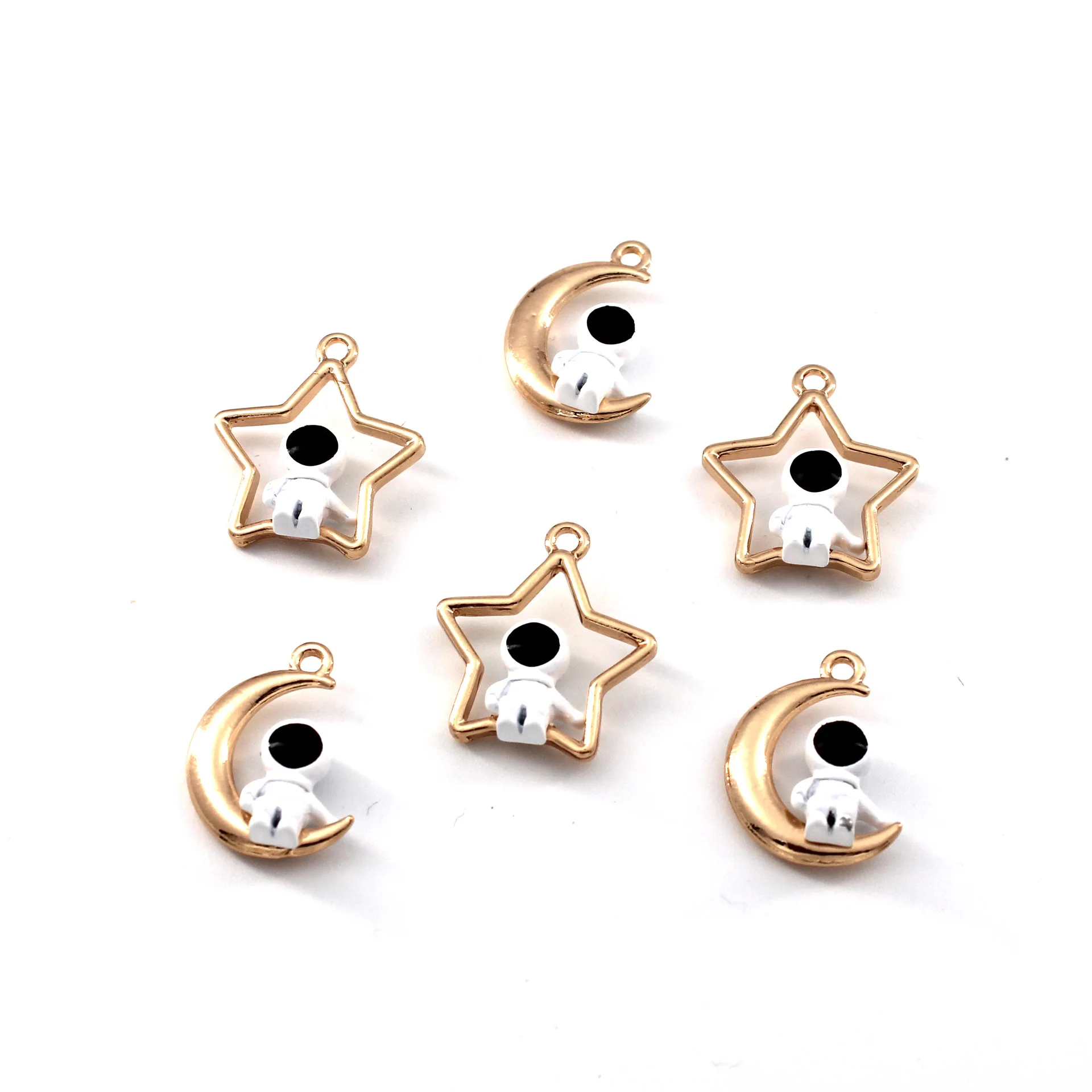

10pcs Star Moon Astronaut Enamel Charm for Necklace Earrings Keychain DIY Handmade Creative Gift Ornament