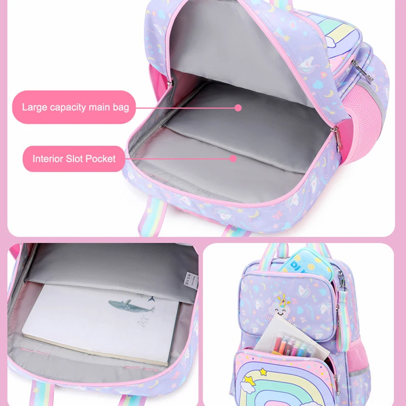 New Korean fashion rainbow shoulder strap school bag for teenagers girls Children's waterproof backpacks kids schoolbags mochi