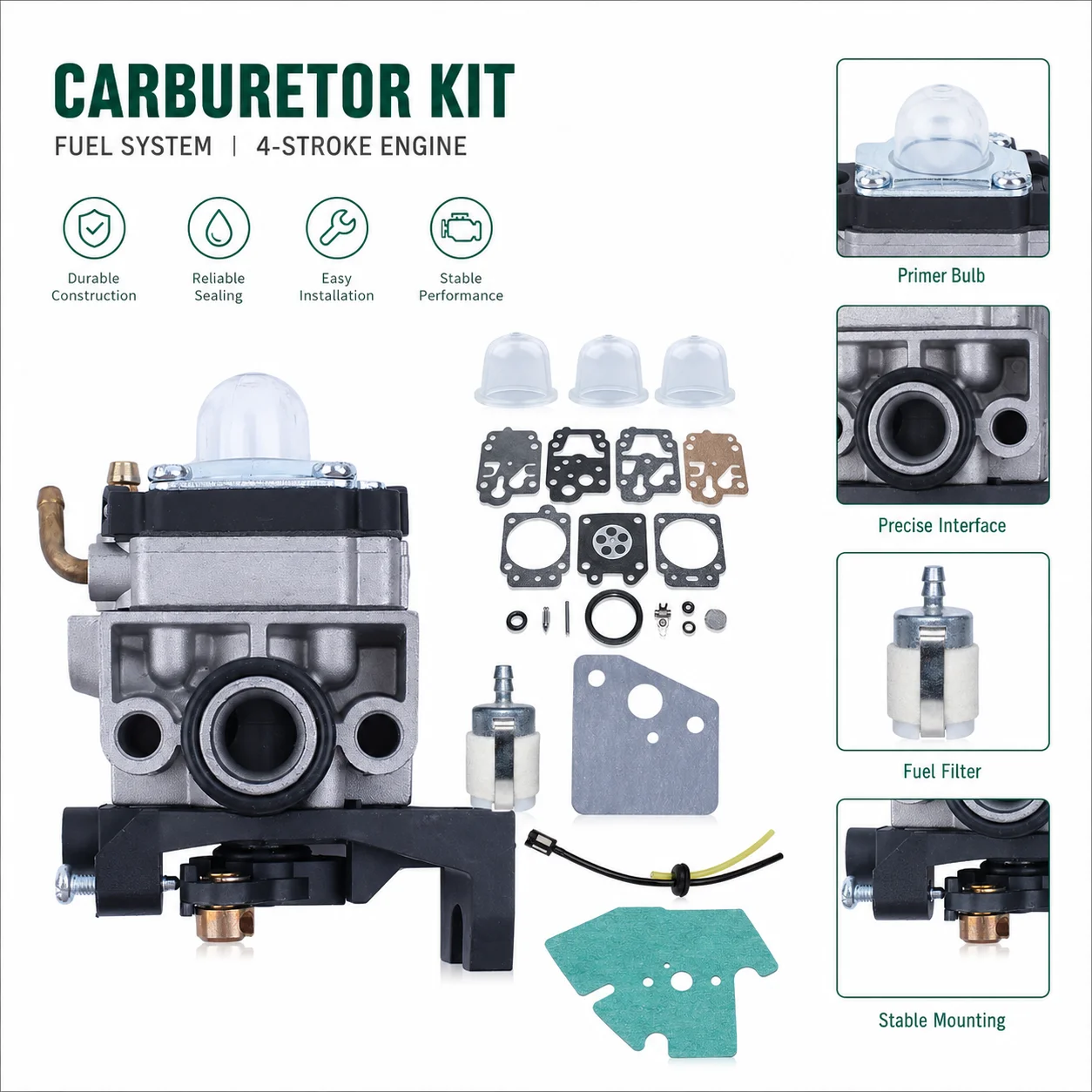 Фото Комплект карбюратора для триммеров Honda GX35 GX35NT HHT35S HHT35 FG110(K1) UMC435, топливная трубка и втулка, замена 16100-Z0Z-815 16100-Z0H-053 WYB-16C №4