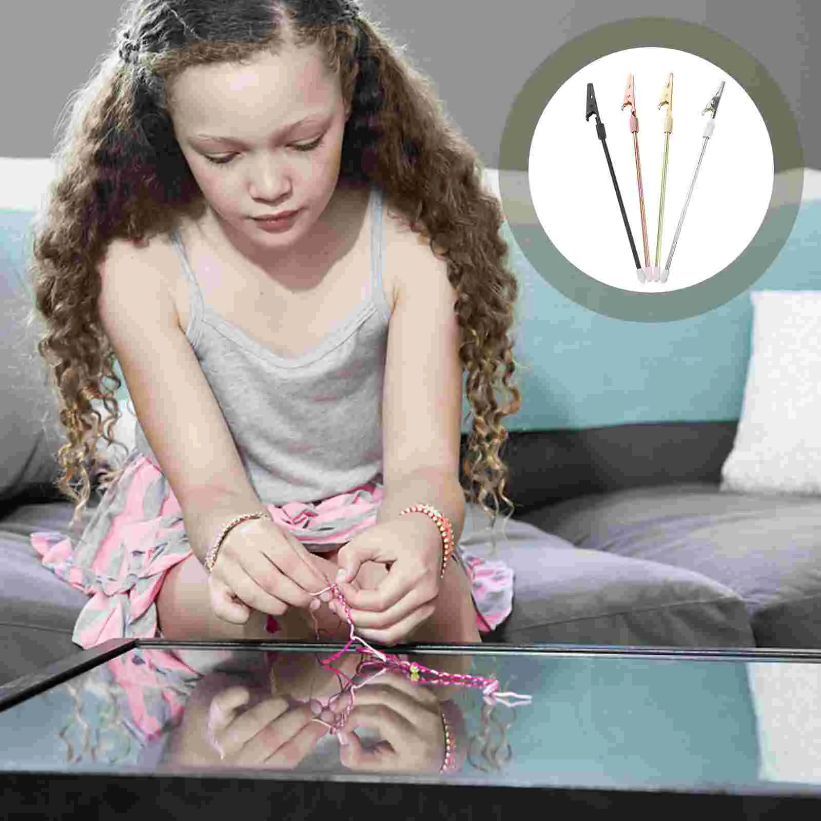 

4 Pcs Bracelet Tool Helper Put Yourself Table Number Holders Bracelets Desktop Jewelry Metal Message Clips Office
