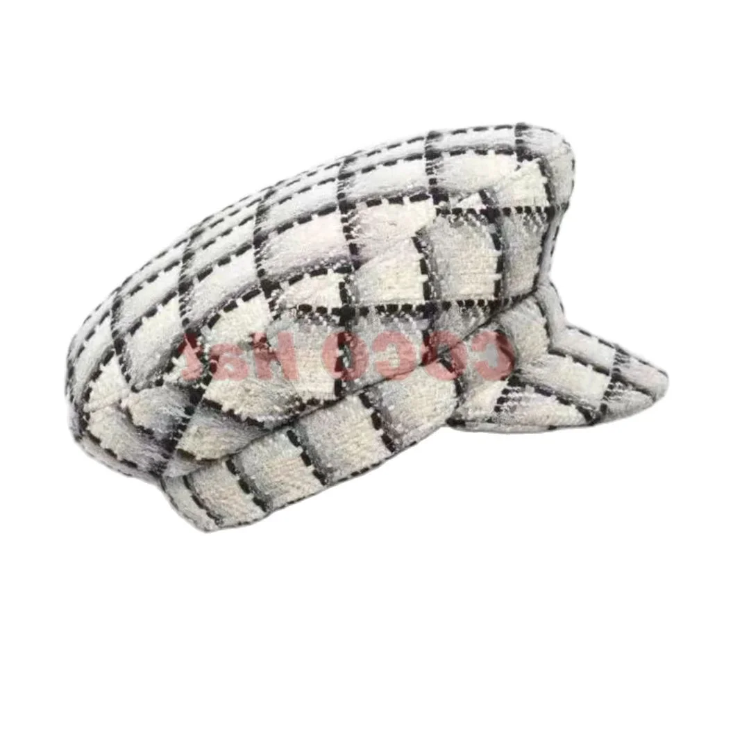 

Women Fashion 293021 Luxury Casual Outdoor 2023 Plaid Design Berets Hat Decorate Four Seasons Knit Hats Lady Elegant Tweed Cap