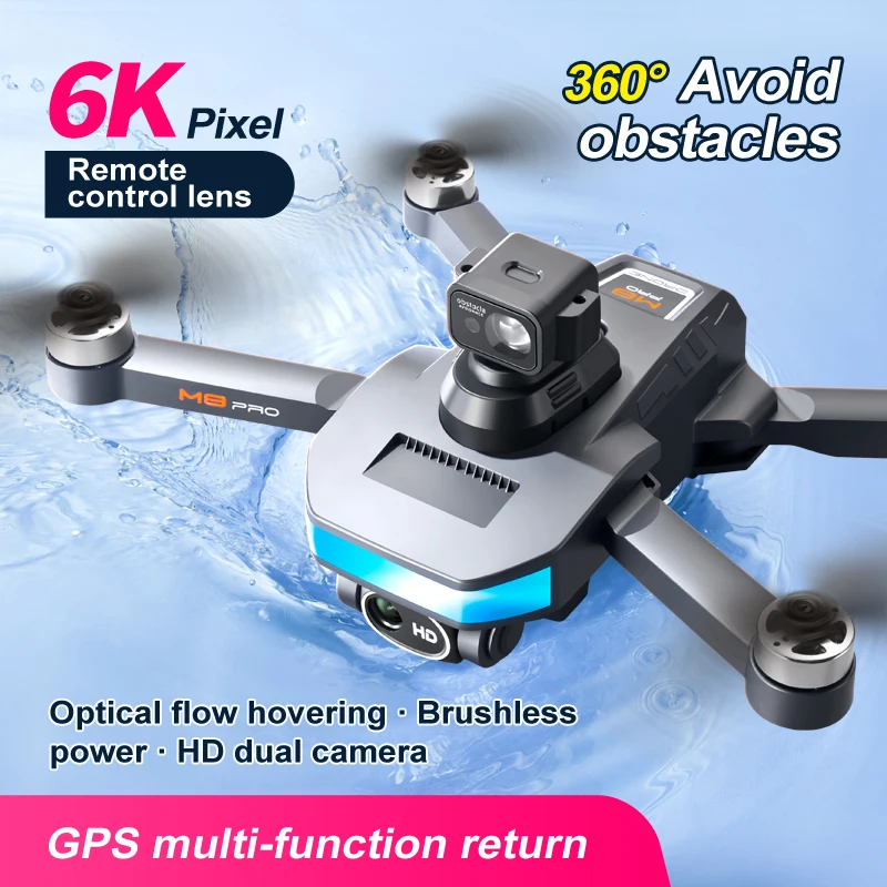 

Дрон M8 Pro с GPS и HD-камерой 6K, лазерный обход препятствий, без щеток, Φ, Wi-Fi, FPV, складной Квадрокоптер с оптическим потоком и позиционированием, игрушка