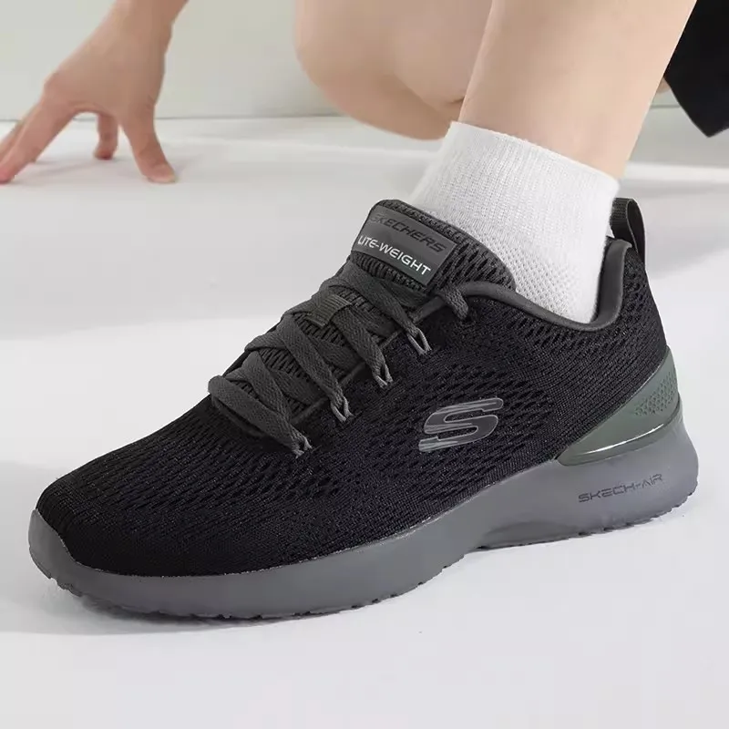 Мужская обувь Skechers новые летние сетчатые туфли дышащие кроссовки черная