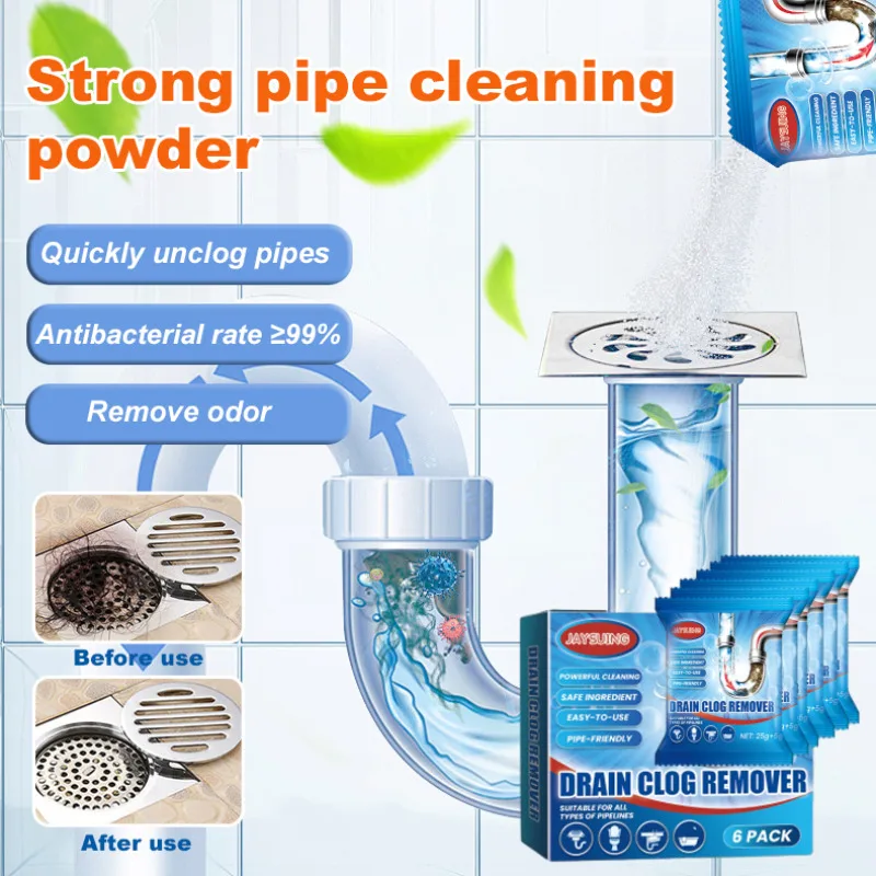 Кухонный дезодорирующий порошок для удаления засорения канализации Очищающий