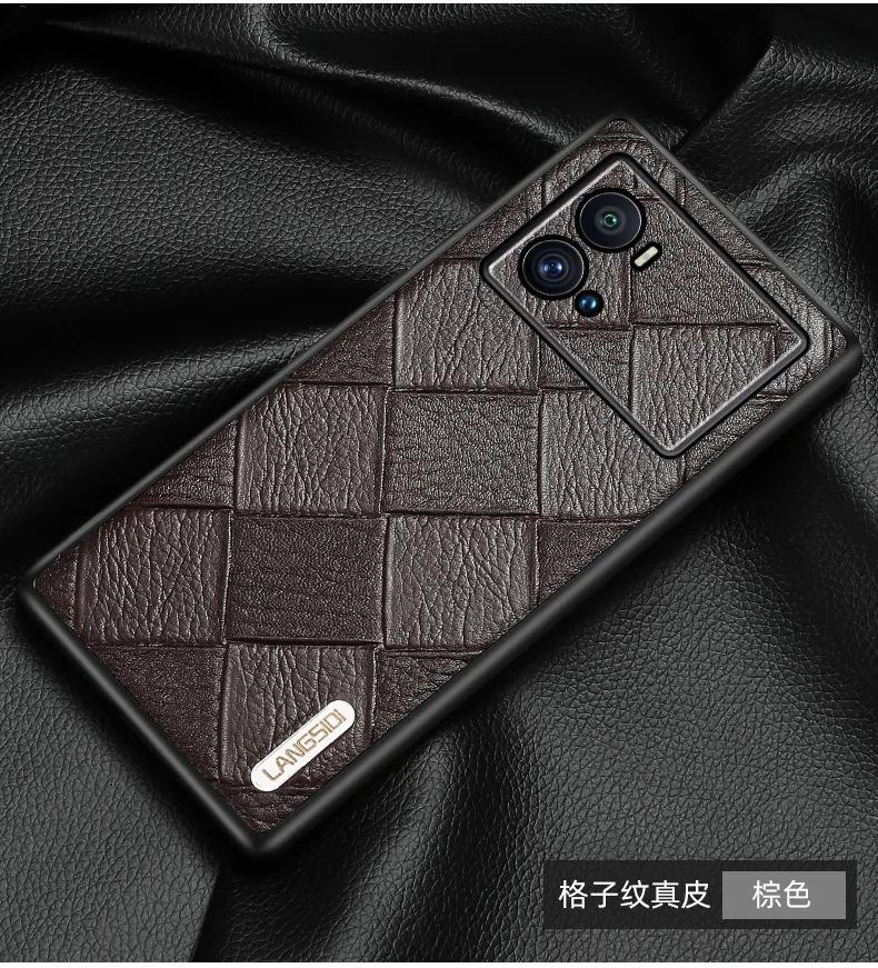 Hot Sales Luxury Genuine Leather Rhombus Grain Cell Phone Cases For Vivo Iqoo 9 8 7 5 Iqoo9 Iqoo8 Iqoo7 Iqoo5 Pro Cover Cases