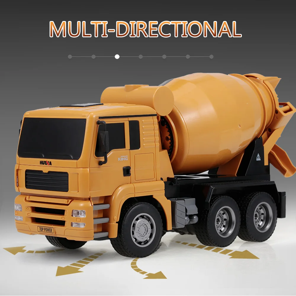 HUINA 1333 1:18 6CH RC Mixer DieCast Alloy Remote Control Mixer Engineering Truck Toys Static Model Wheel Kids RC Truck Gift enlarge