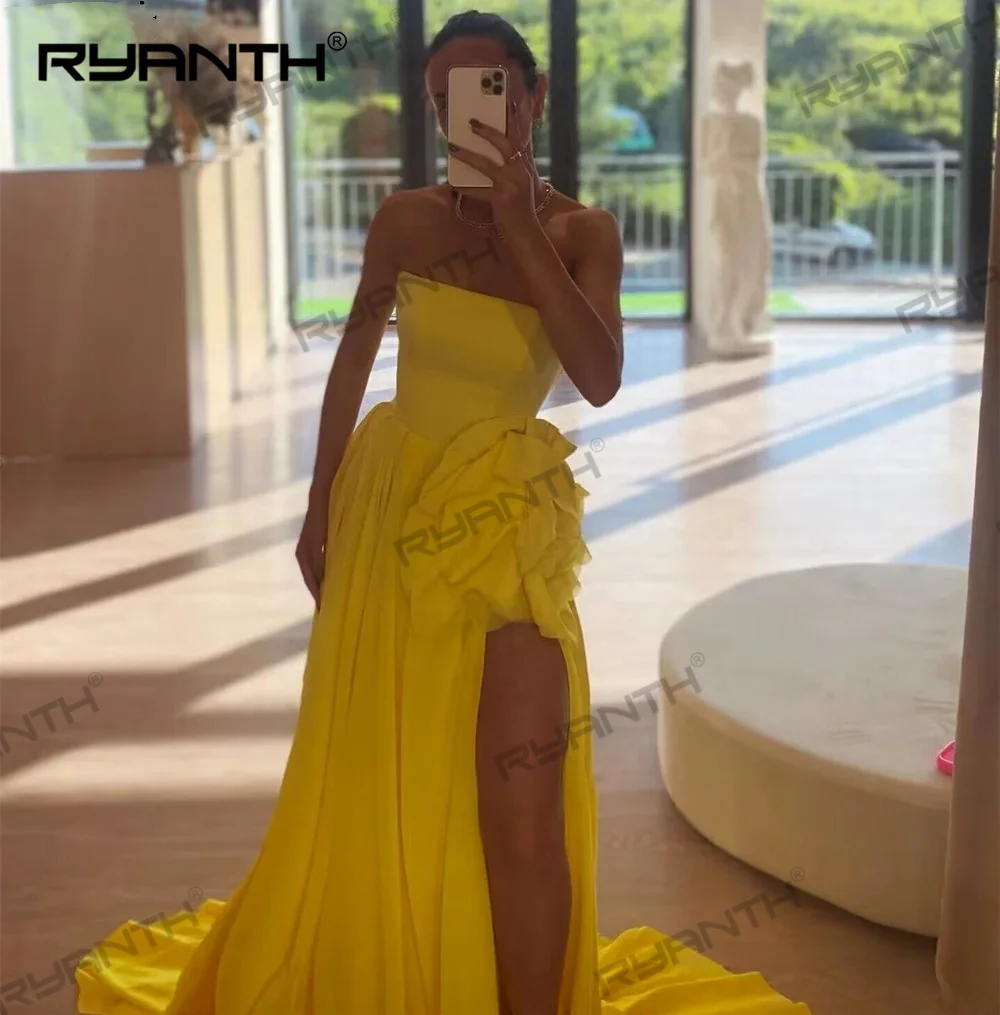 Великолепное длинное атласное вечернее платье Ryanth 2024 фуксии официальное с