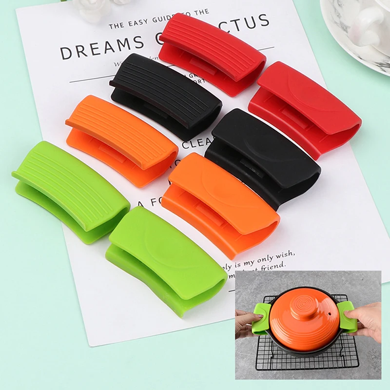

2Pcs Grip Silicone Pot Holder Sleeve Pot Glove Pot Handle Cover Grip Kitchen Tools To Avoid Scalding Protective Cover