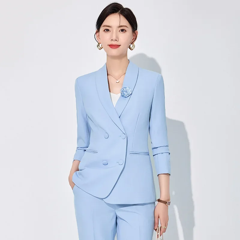 Синий профессиональный пиджак женская элегантная повседневная модная одежда в