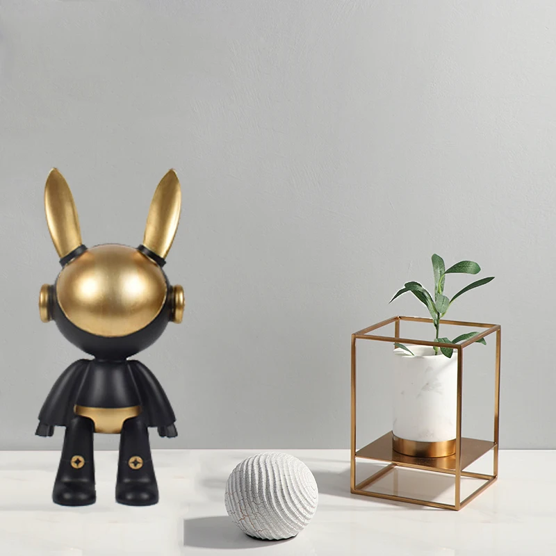 

Modern luxury creative simple cartoon resin craft large landing ears rabbit luxury living room accessories home decor
