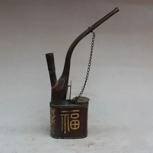

CHINESE COPPER FU SUPERB SMOKING TOOL PIPE DECORATED