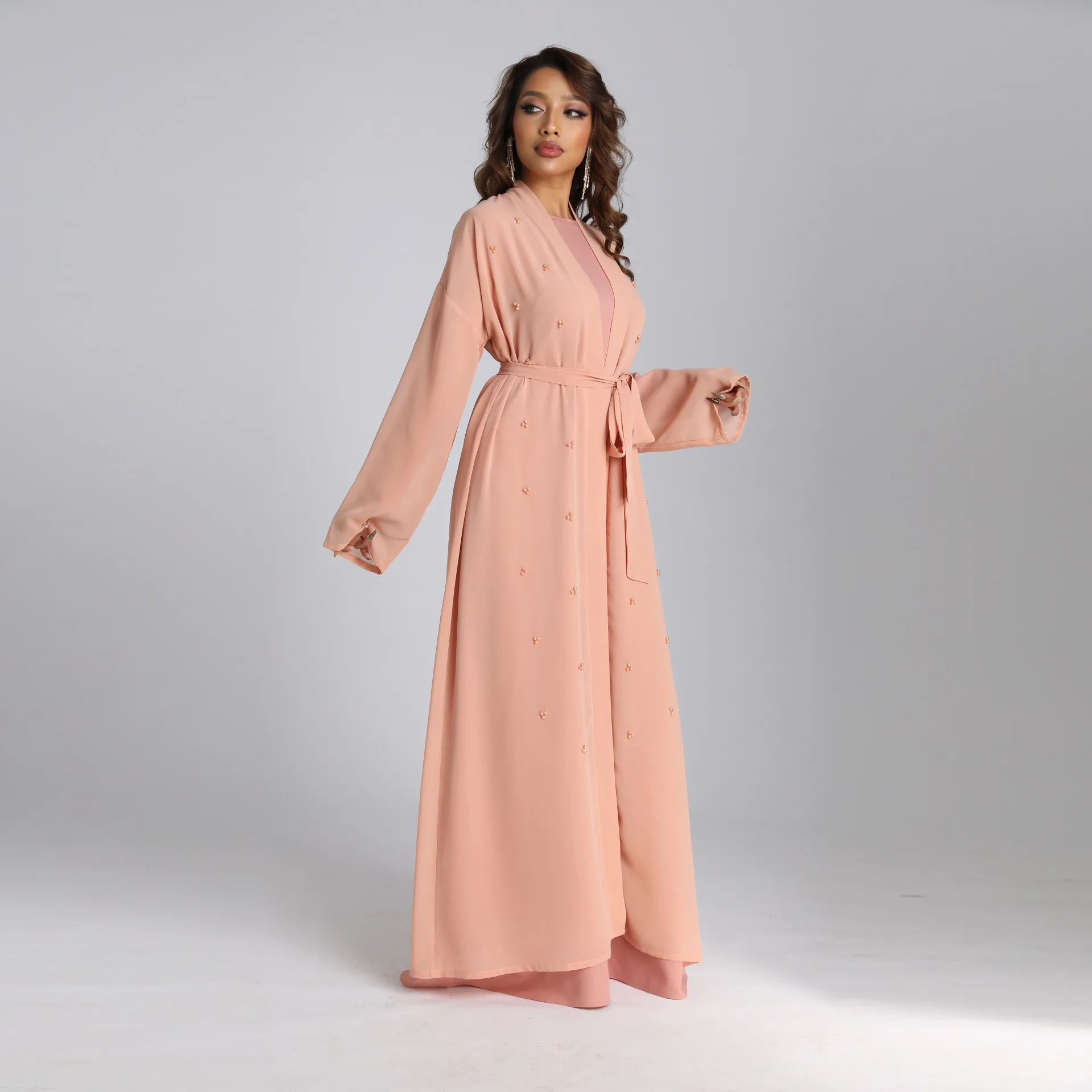 Muslim Set Robe Femme Musulmane 2022 Middle East Two-piece Set Fashionable Elegant Arabic Beaded Two-piece Set Abayas For Women