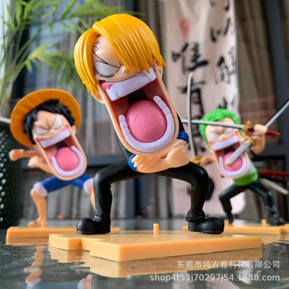 Фото One Piece Q Edition Луффи Зоро Ямазаки Голодное Трио Аниме-модель Декор для автомобиля и рабочего стола Модные игрушки в стиле Y2k Аниме-френд №1