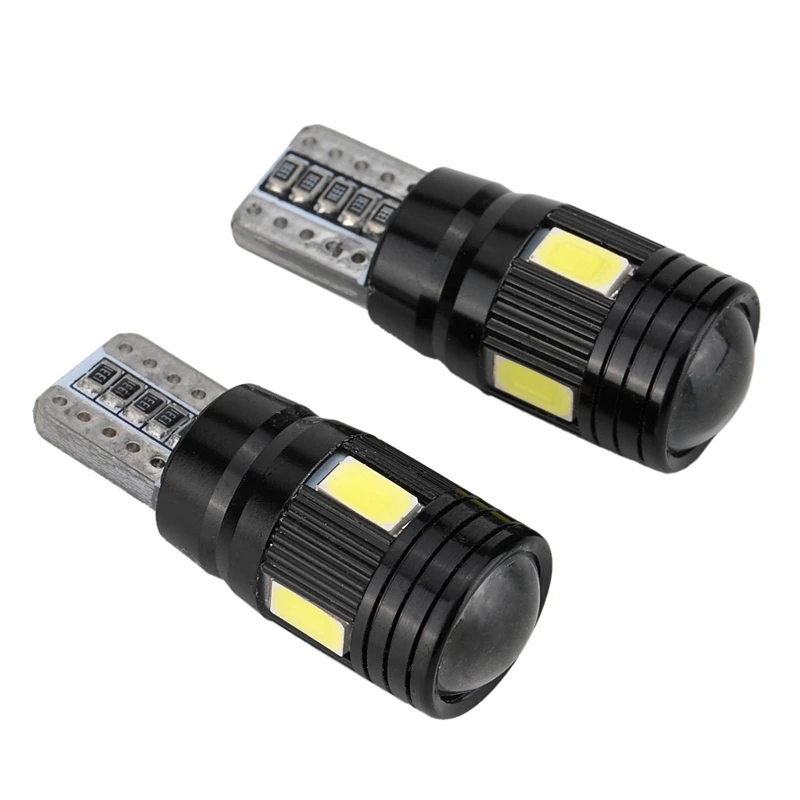 

2Pcs Car Canbus T10 Led Light 5730 6Smd Error Free 12V Bulbs W5W 168 194 Lens 6000K