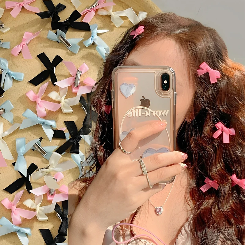 2 шт. заколки для волос с бантом из ленты девочек Корейский стиль бант Мини