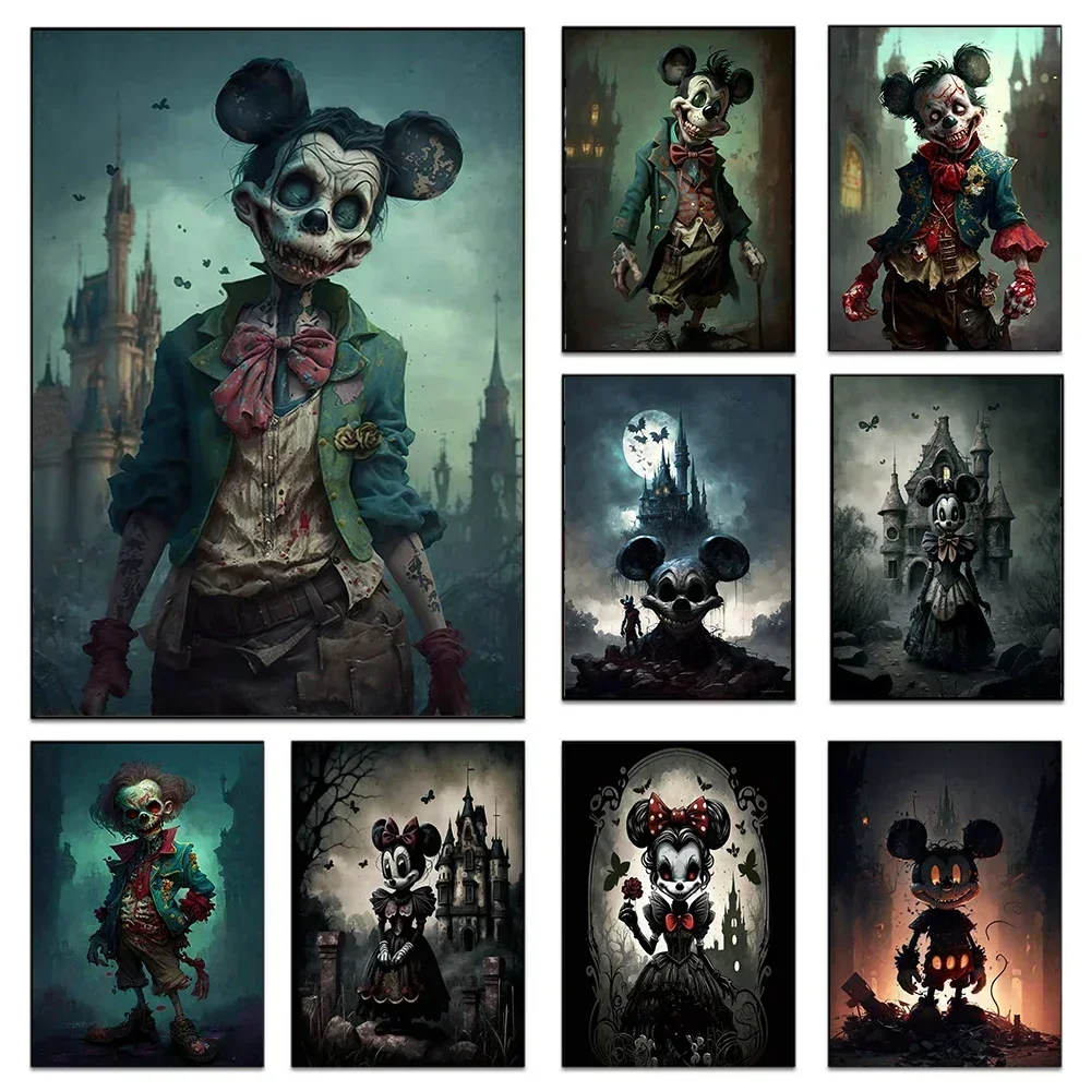 Художественный Постер Dark Academy Disney С Микки Маусом Готический Ужас Холст Принтом