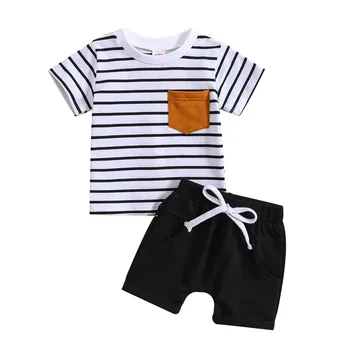 Summer Striped Clothes For Girl Toddler Boys Short Sleeve Striped Prints T Shirt Pullover Tops Shorts Outfits Одежда Для Девочек 1
