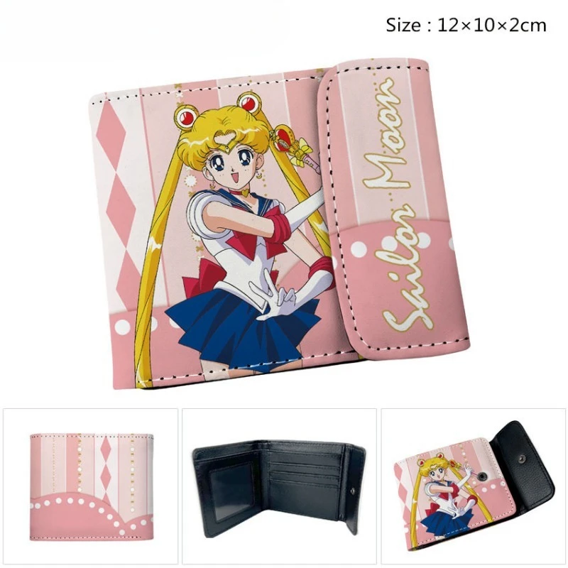 Короткий кожаный кошелек с цветным принтом Sailor Moon Tsukino Usagi, с скрытой застежкой, для мужчин и женщин, держатель для карт, студенческий кошелек для монет, подарок (art.: 3920daa18fb72) - 3920daa18fb72
