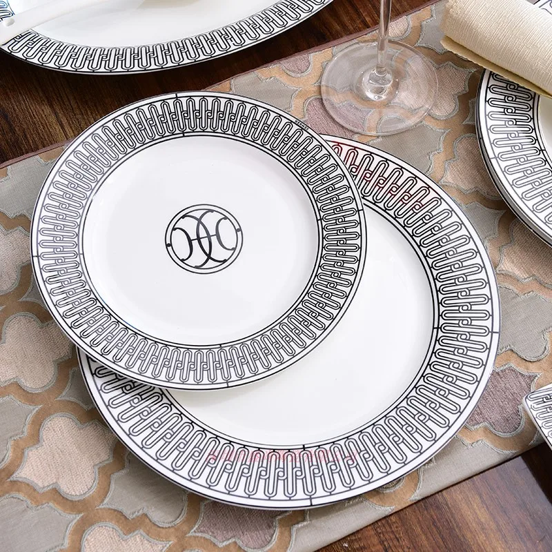

Bone China Tableware Suit European-Style Creative Luxury Combination Cups Dishes and Plates Sets Nordic Kitchen Christmas Gift