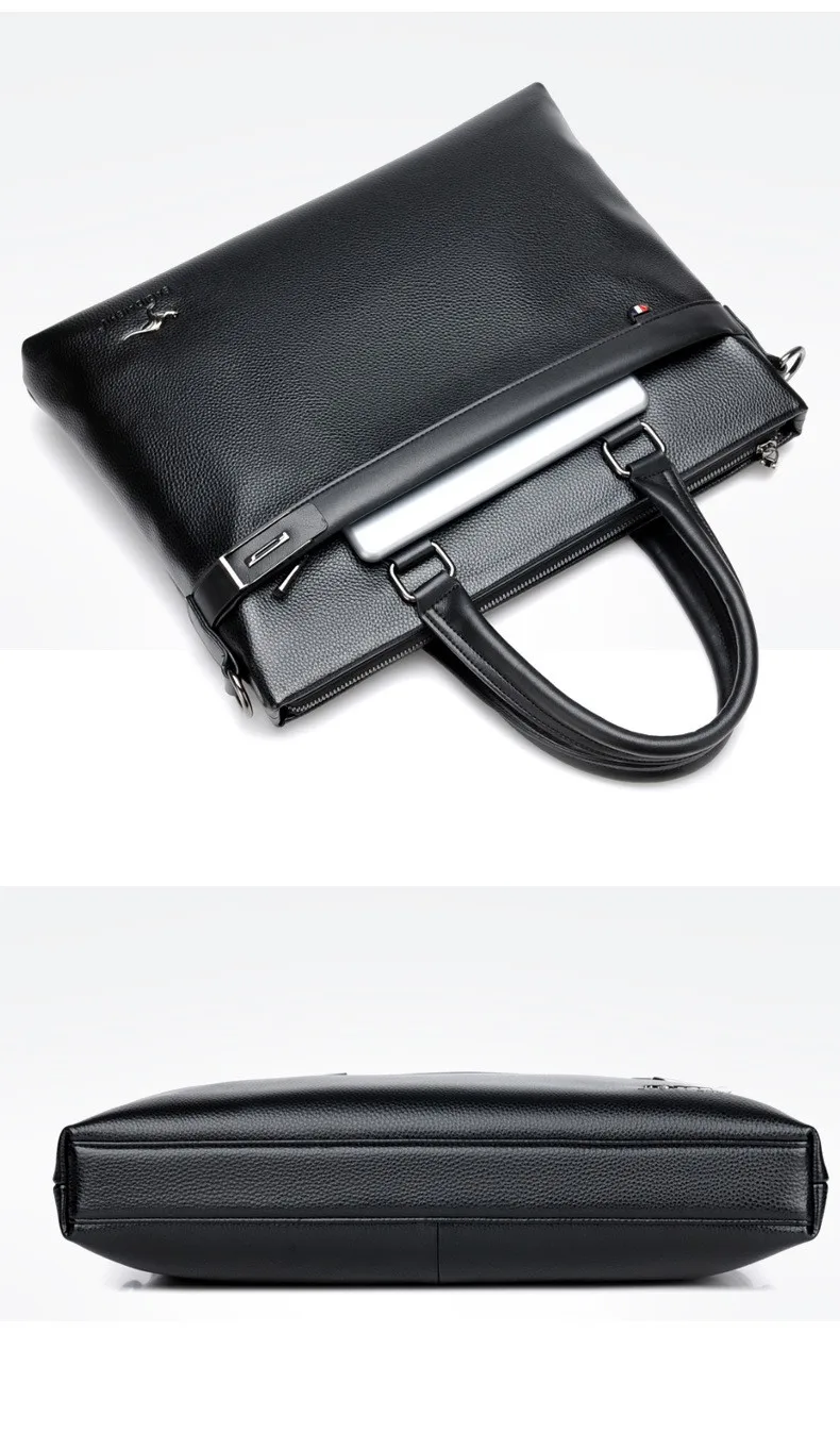 Men briefcases pole business Bag travel quality PU formal work handbags large capacity handbag Male Crossbody Messenger