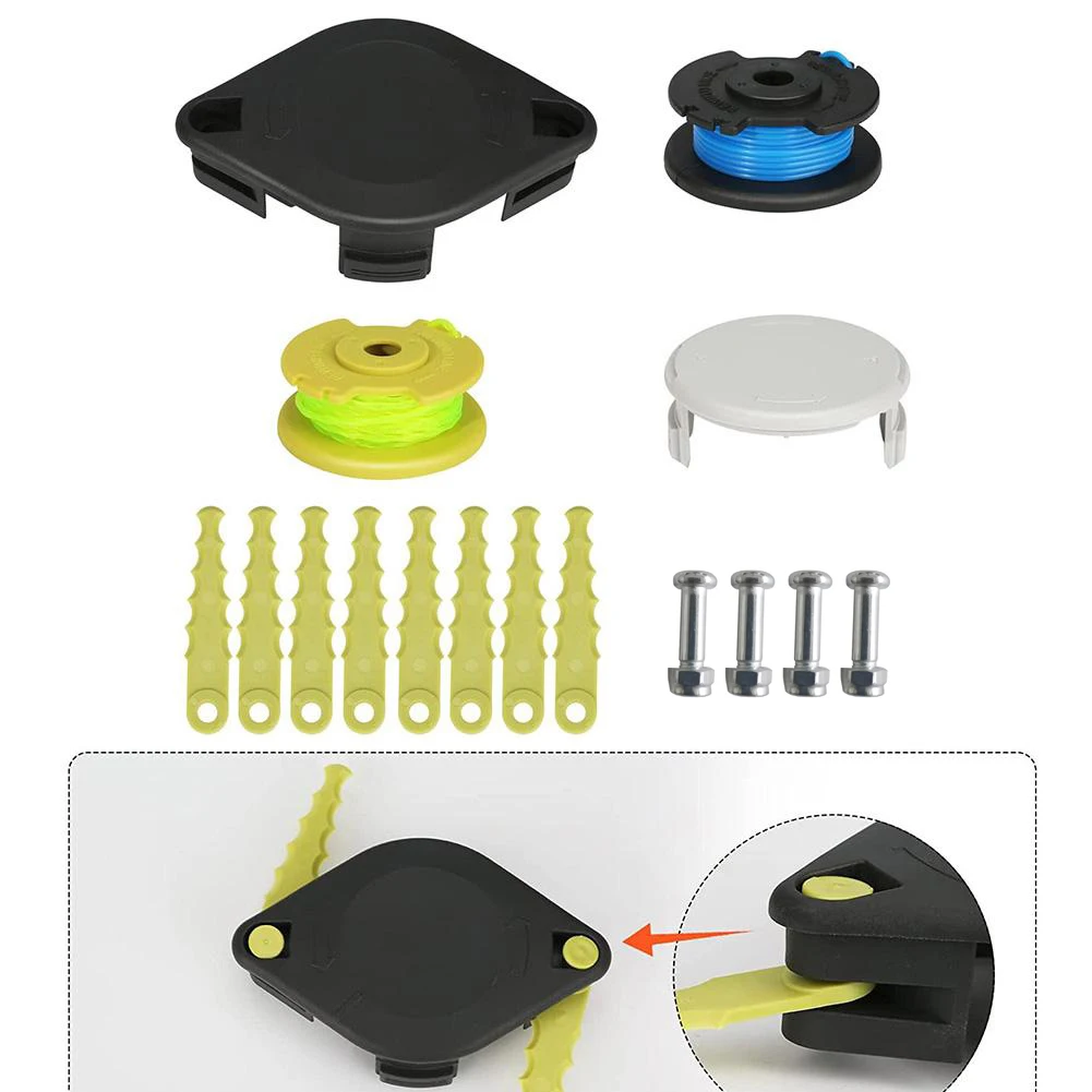 

ACFHRL2 Bladed Trimmer Head 8 Quickload Blades Spool Line Spool Cap Kit For Ryobi High Quality String Trimmer Parts