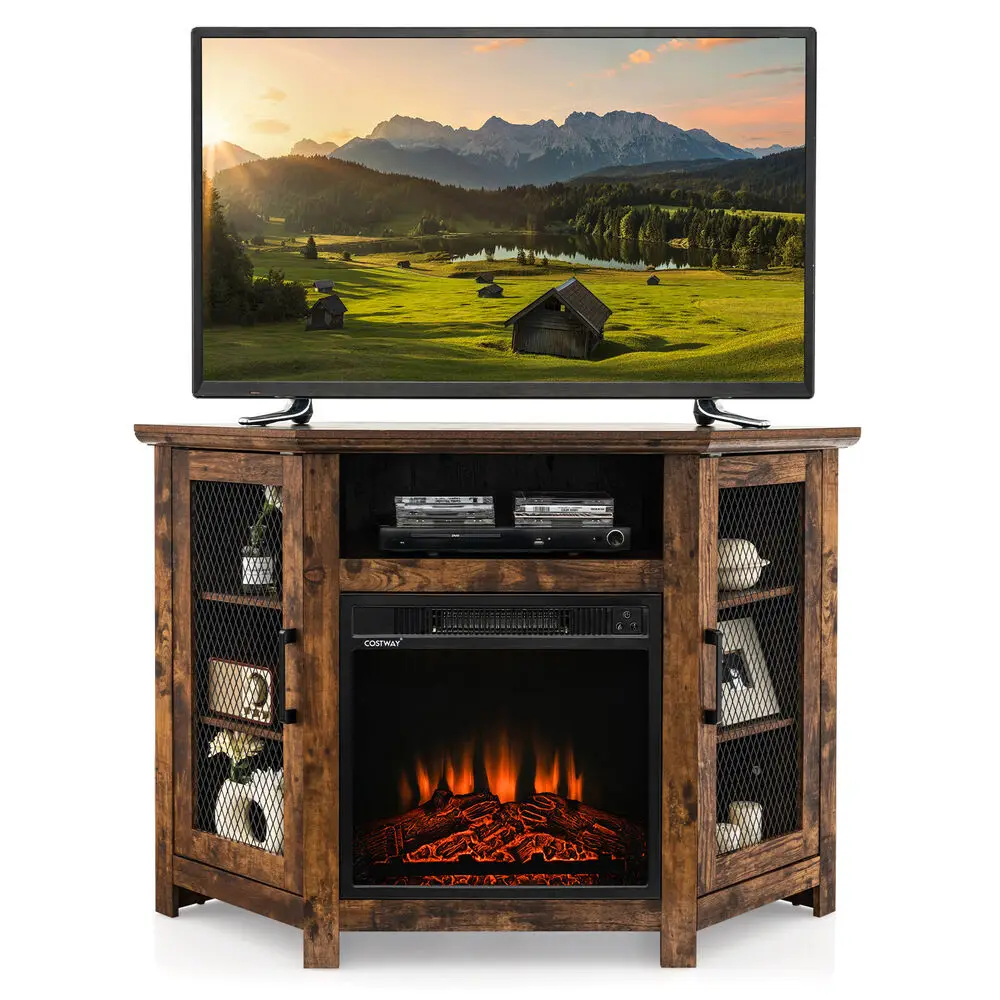 W/3-level Flame Effect&elegant Appearance Rustic Brown