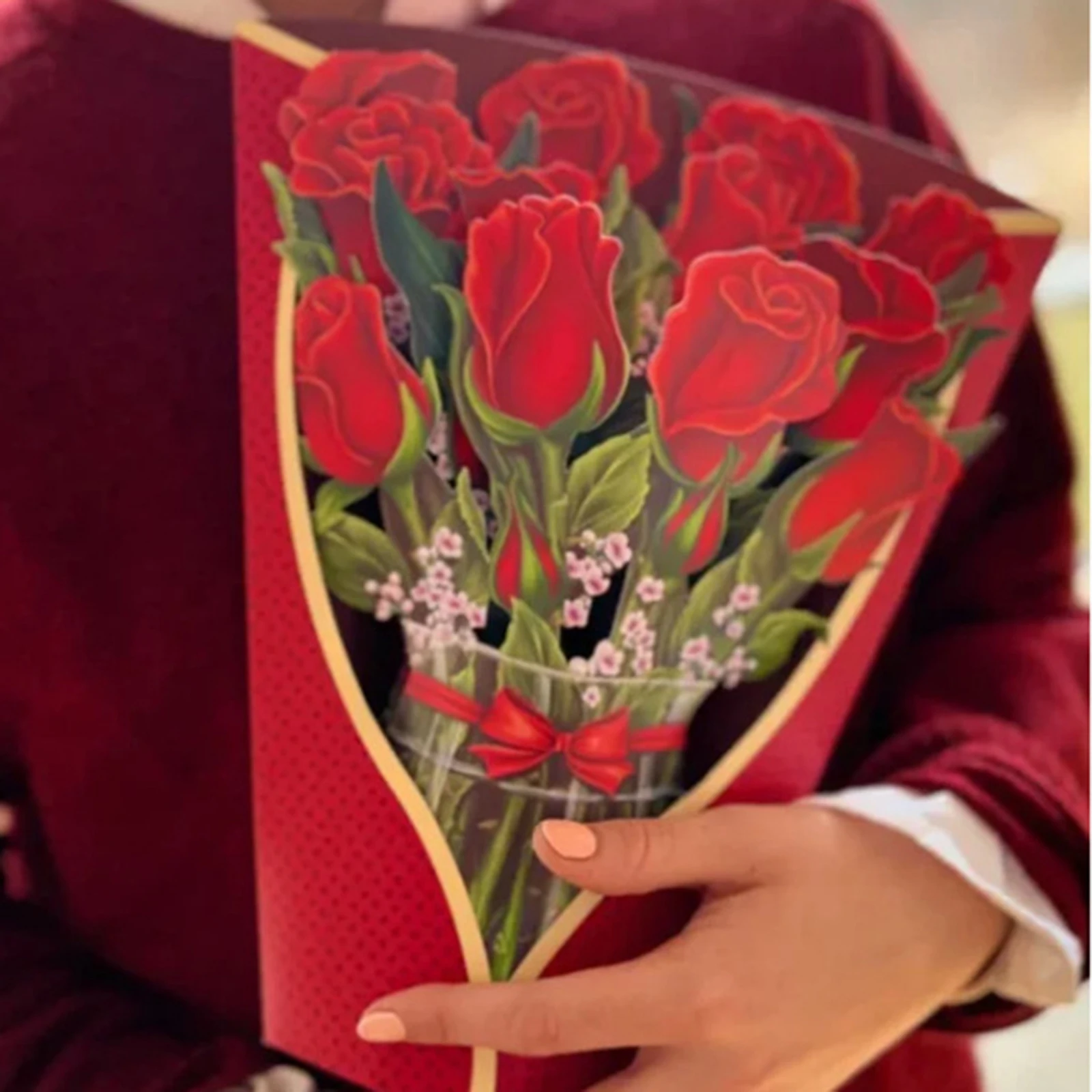 

Gift For Motheer 3D Flower Bouquet Card Paper Flower Pops-up Bouquet Bloom Greeting Card Rose/Lily/Sunflower/Tulip Festival Card