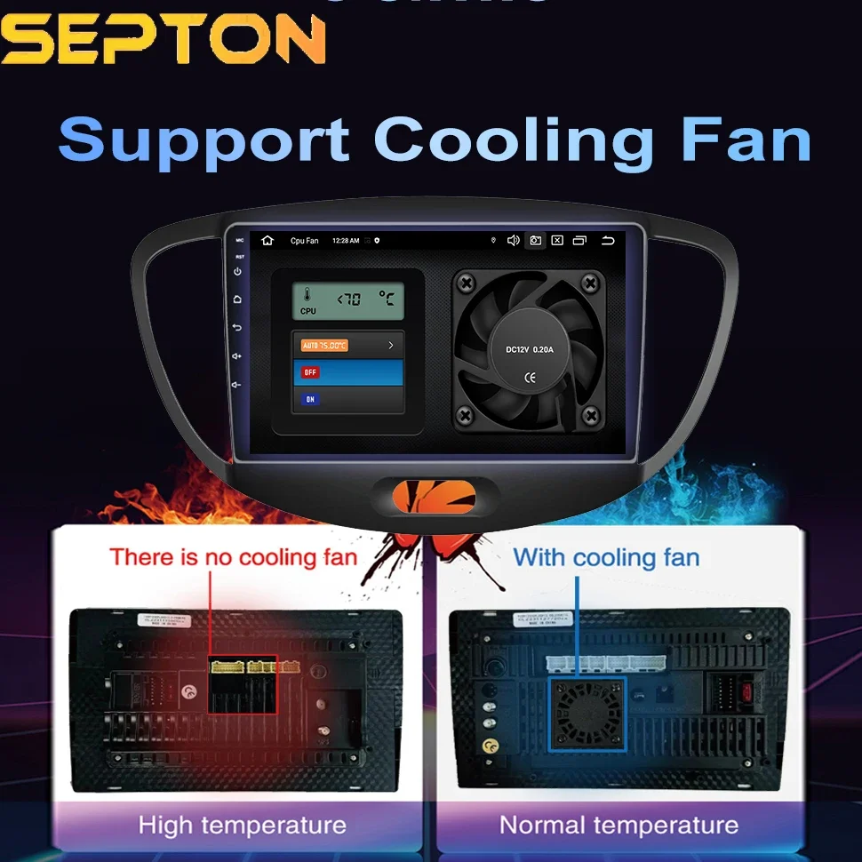 SEPTON Smart Car Systems Автомобильный радиоприемник для Hyundai I10 2007-2013 4G CarPlay Мультимедийный