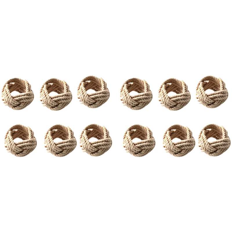 

24Pcs Natural Jute Napkin Loop Cord Woven Napkin Buckle Corded Napkin Buckle Waxed Twine Napkin Loop