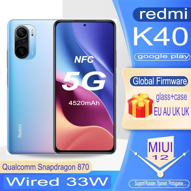5G NFC Redmi K40 Gaming k50 Gaming 67w redmi K40 redmi k40pro Global ROM Xiaomi Smartphone Global firmware Google play