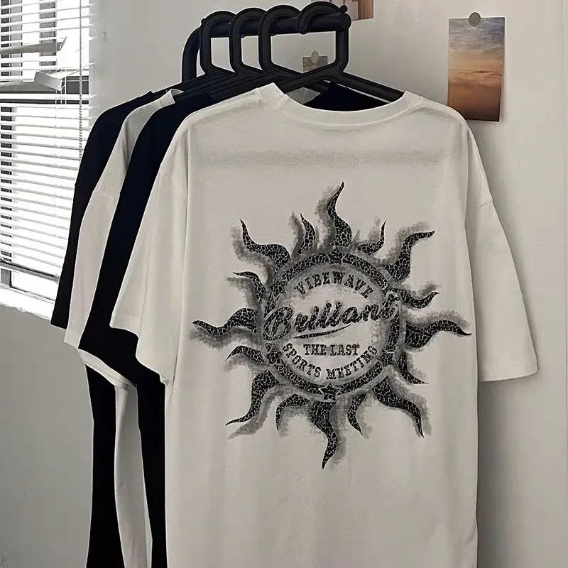 

American Vintage Fashion Niche Luxury Design Heavy Cotton Short-sleeved T-shirt for Men and Women's Y2k Top Graphic Tees