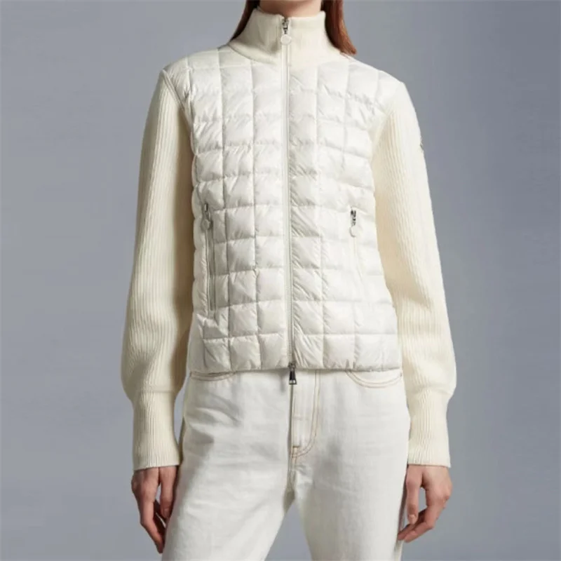 

Женская зимняя куртка 2023 корейская мода эластичная трикотажная пуховая куртка Высококачественная Смешанная шерсть с длинным рукавом пальто с перьями