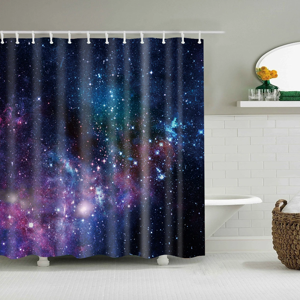 

Bathroom Shower Curtain Digital Print Waterproof Polyester Shower Window Curtain with 12 Hooks - 01 Bathroom