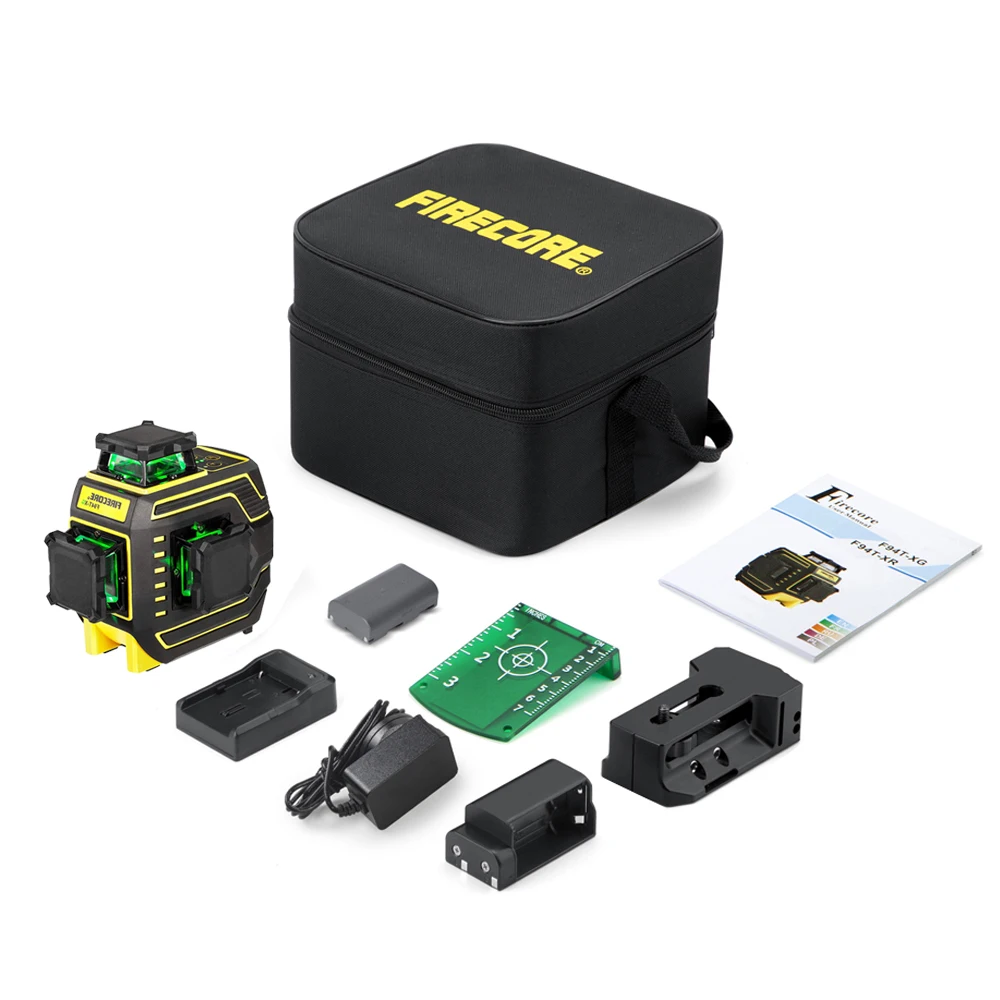 FIRECORE F94T-XG 3D 12 линий новый дизайн IP65 Зеленый лазерный уровень 360