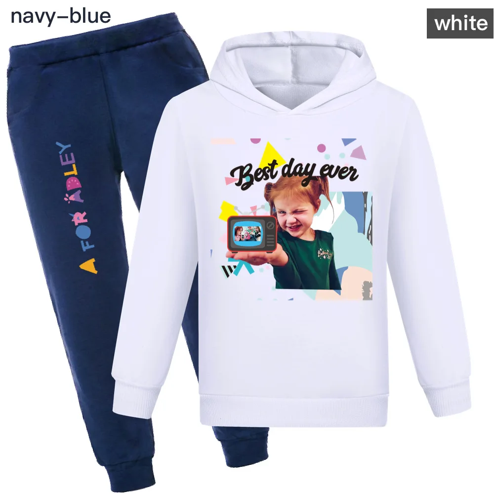 A for Adley Kids Spring Autumn Hoodie Sweater+Trousers 2pcs Suit Cartoon Clothes Baby Girls Clothing Sets Boys Sportsuits 2-16Y