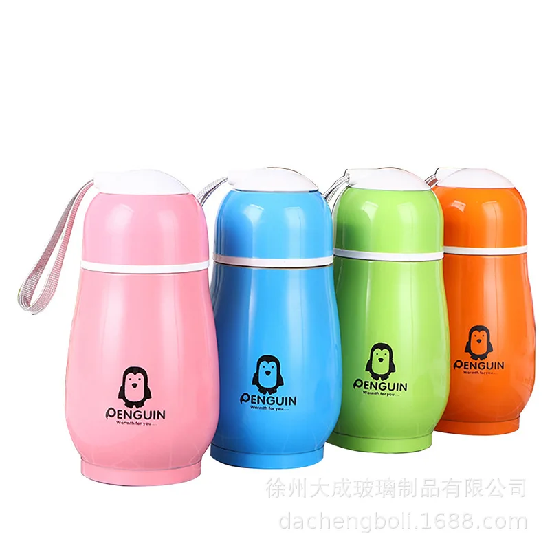 Cartoon Stainless Steel Penguin Thermos Cup Kids Cute Water Bottle Creative Gift Portable Children's | Дом и сад