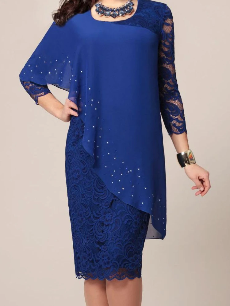 

Femmes Lace Dress Female Elegant Midi Robe Bodycon Slim Party Chiffon Dress De Soirée Mariage Cocktail Women Vestidos French
