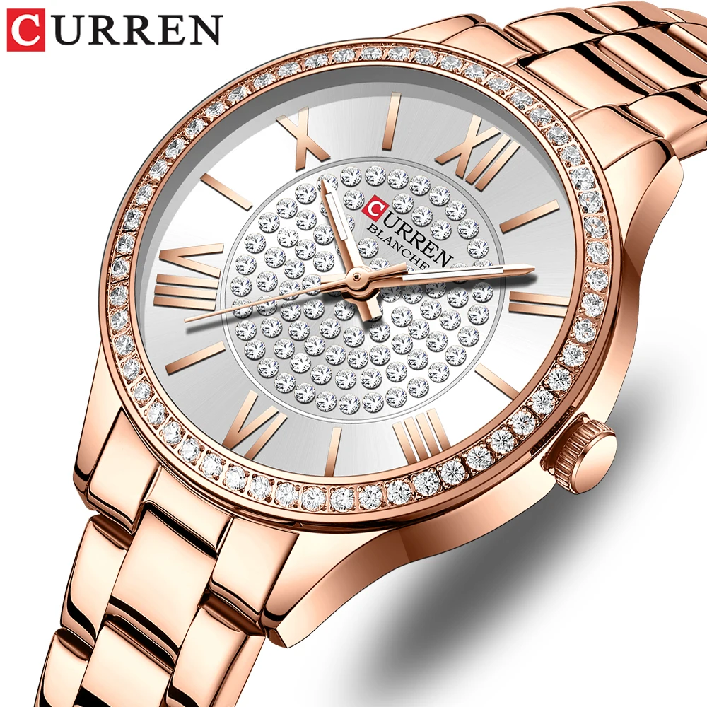 

Curren Luxury Brand diamond Casual Women Quartz Wrist Watch Simple Design 30M Waterproof Female Elegant Clock reloj mujer