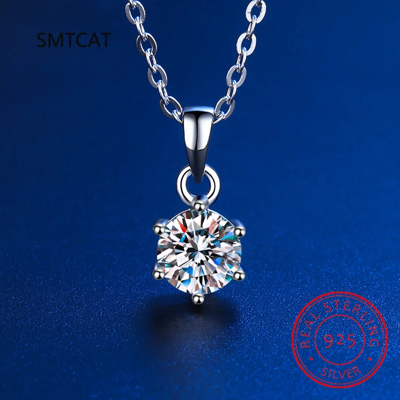 

100% Real Moissanite Necklace 1CT 2CT 3CT VVS Lab Diamond Pendant Necklaces for Women Men Gift Sterling Silver Wedding Jewelry