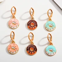 2 pairs donut hoop earrings womens cute sweet enamel pendant drop jewelry necklaces for kids birthday gifts diy handmade