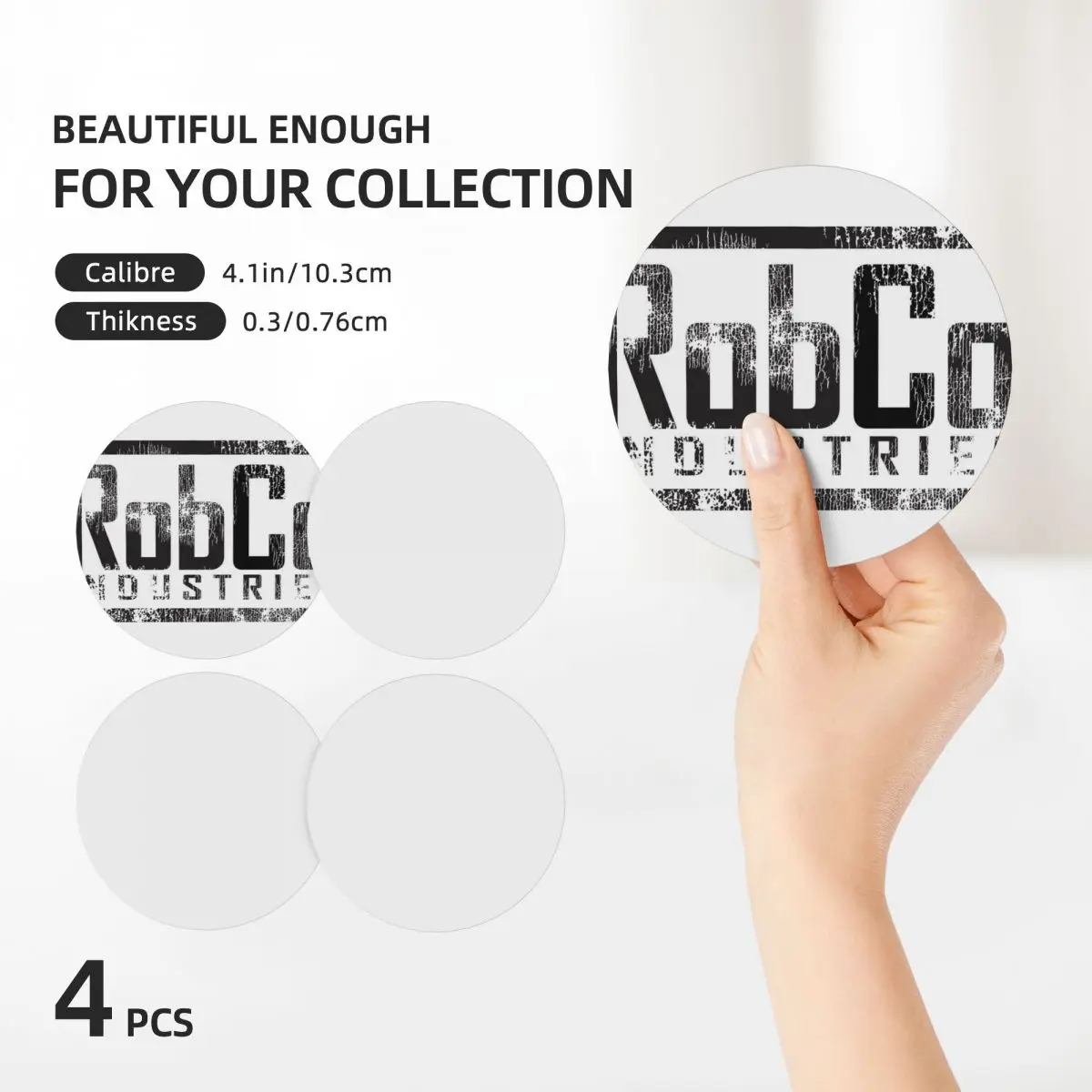 Подставки с логотипом RobCo (черные) керамические подставки (набор из 4 шт.)