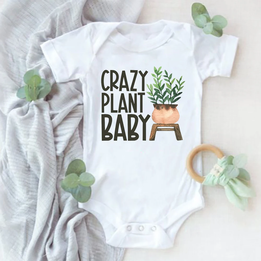 

Crazy Plant Baby Newborn Baby Bodysuit Summer Short Sleeve Jumpsuit Green Plant Printed Infant Clothes Unisex Boy Girls Present