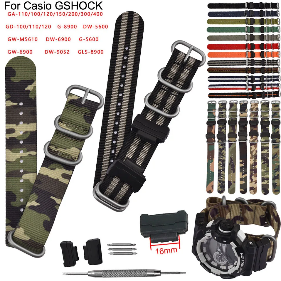 

Камуфляжный спортивный нейлоновый ремешок для наручных часов Casio G Shock GA-110 400 GD100 G8900 DW5600 9052
