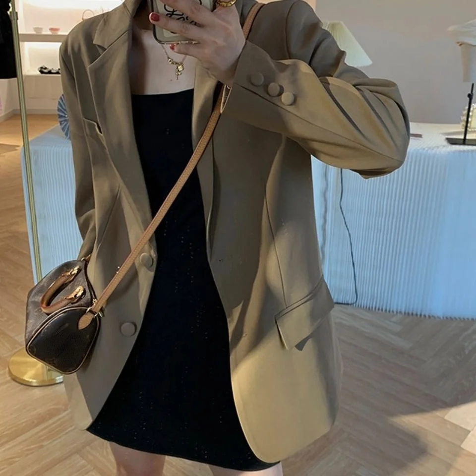 

Jackets Female Office Loose Coat Korean Single Breasted New Blazer Women Ladies Solid Autumn Casual Outerwear