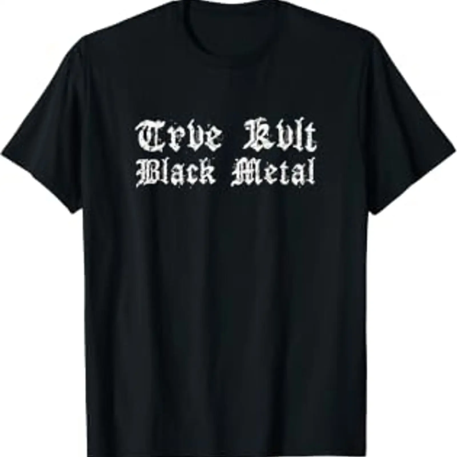 Фото Футболка Trve Kvlt Black Metal Music, винтажная, с эффектом потертости, эластичная, для повседневной носки, дизайнерская одежда, мягкая, дышащая, универсальная. №1