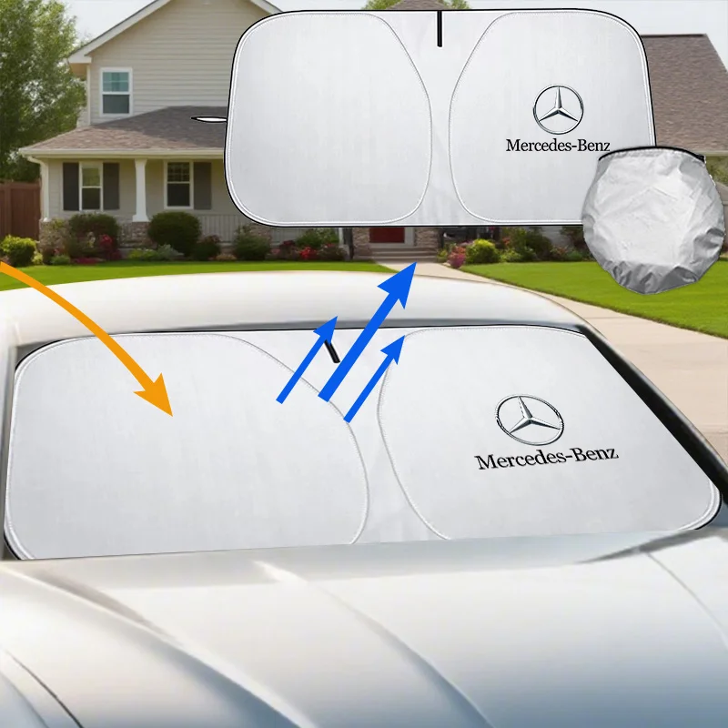 Фото Солнцезащитный складной экран для лобового стекла Mercedes-Benz Smart W108 W124 W126 W213 W168 W169 W176 W220 с защитой от УФ-излучения №1