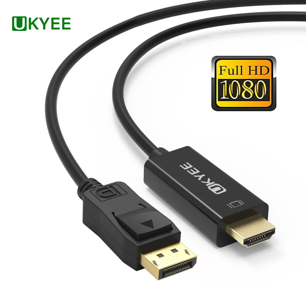 

UKYEE 1080P DisplayPort-HDMI-совместимый кабель, однонаправленный нейлоновый плетеный шнур для ПК для монитора, проектора, ноутбука, Mac