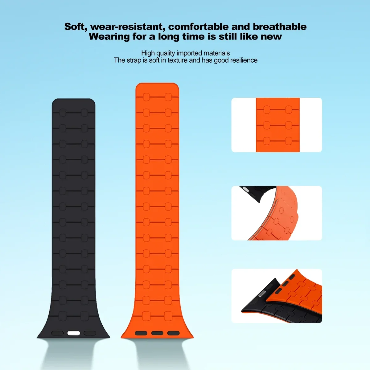 Ремешок силиконовый магнитный для Apple Watch Band Ultra 2 браслет IWatch Series 9 8 7 6 SE 5 4 49 мм 44 40 38