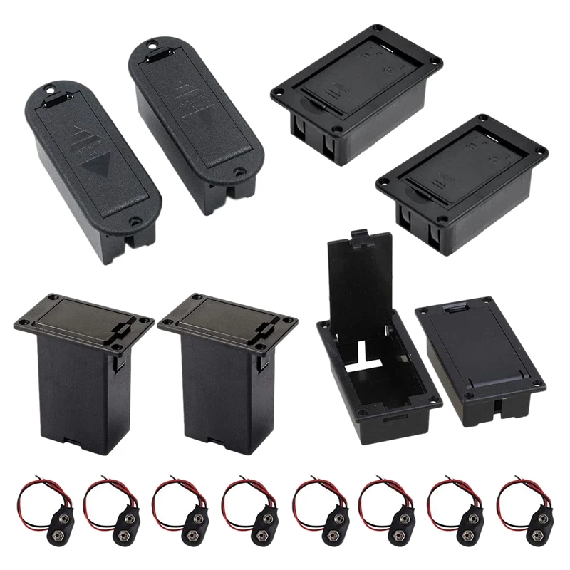 

8 Pack 4 Types 9V Battery Holder Case Box Base With Cable Connector Buckle For Active Bass Guitar Pickup Accessories